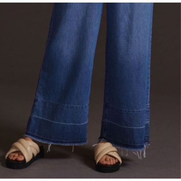 Anthropologie's Pilcro Castaway High-Rise Jeans, Size 31 T Wide Leg Raw Hem - Picture 4 of 15